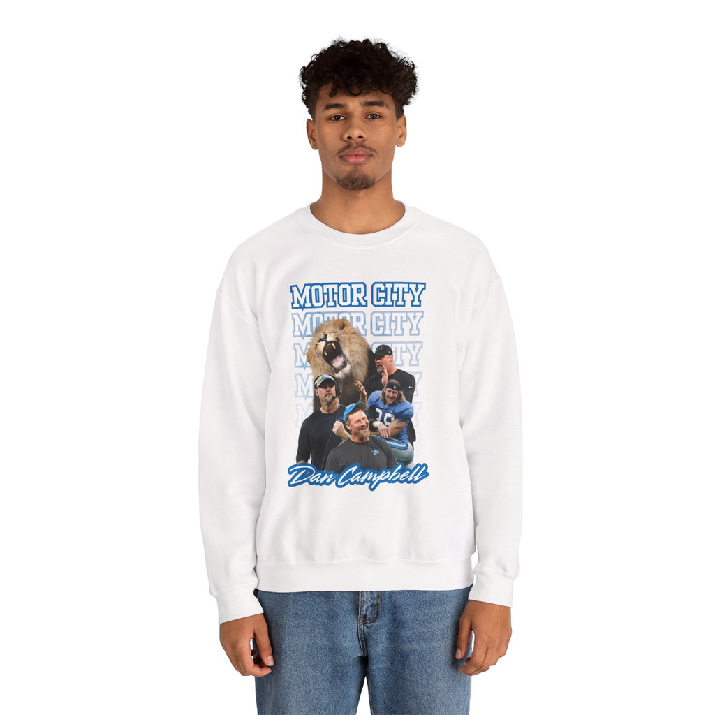 Detroit Football Coach Energy Crewneck Sweatshirt | Motor City Campbell Game Day Crewneck