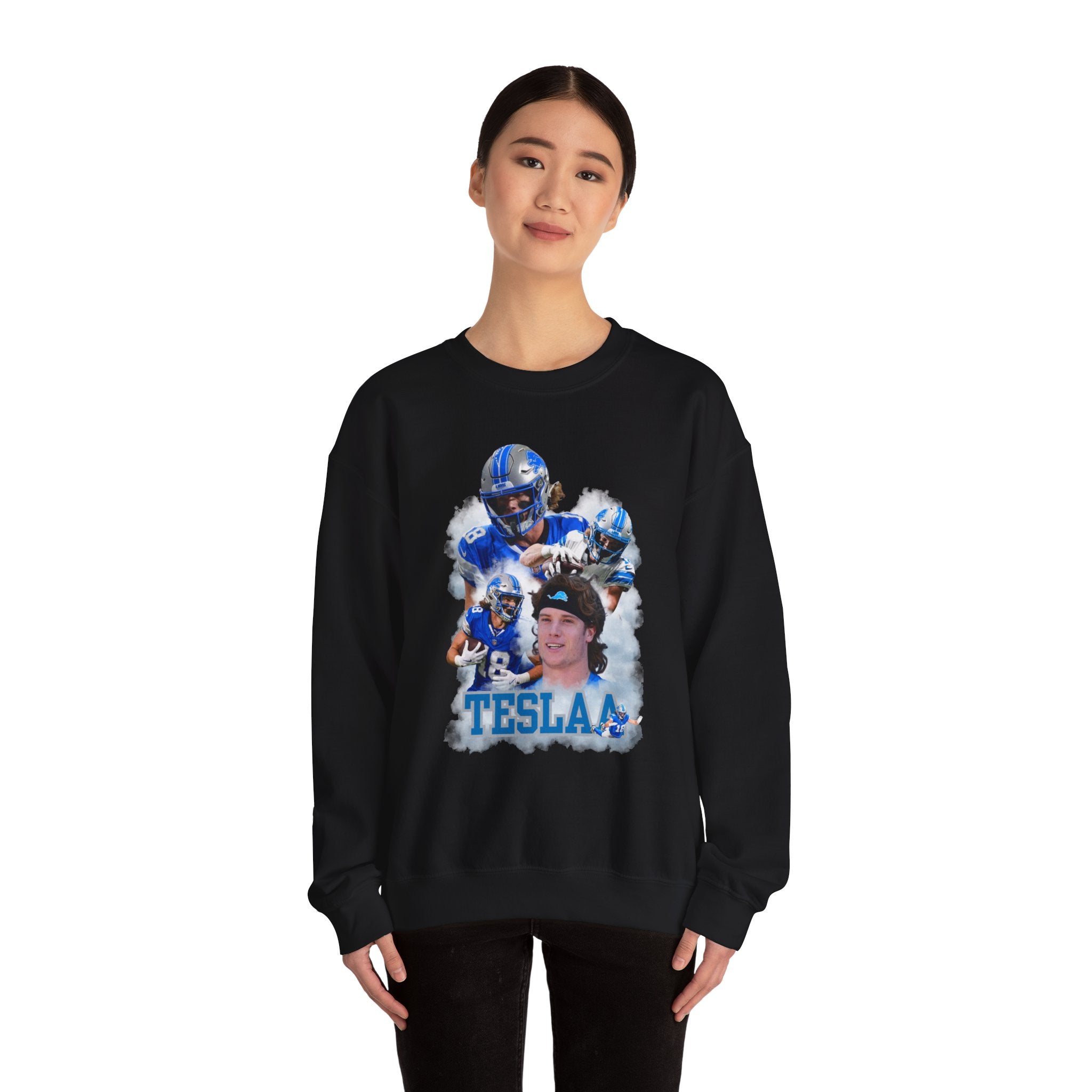 Detroit Football Game Day Receiver Sweatshirt | TeSlaa Crewneck for Fans