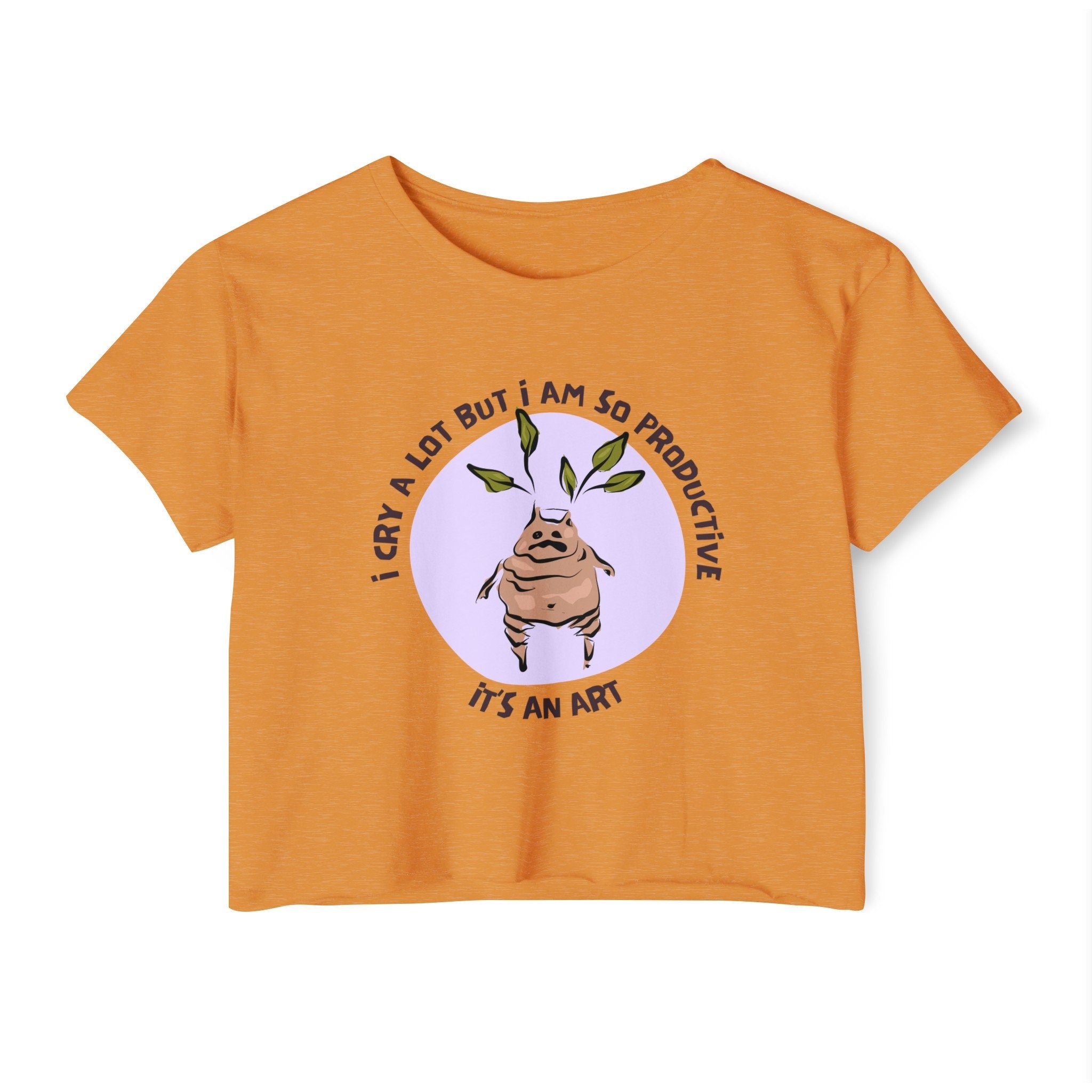 I Cry A Lot, But I Am So Productive Crop Top | Wizard-Inspired Apparel | Funny Motivational Shirt | Magical Plant-Themed Top