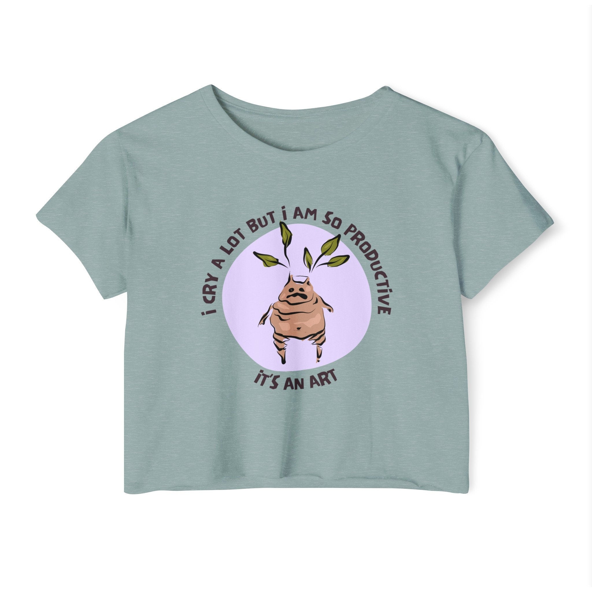 I Cry A Lot, But I Am So Productive Crop Top | Wizard-Inspired Apparel | Funny Motivational Shirt | Magical Plant-Themed Top