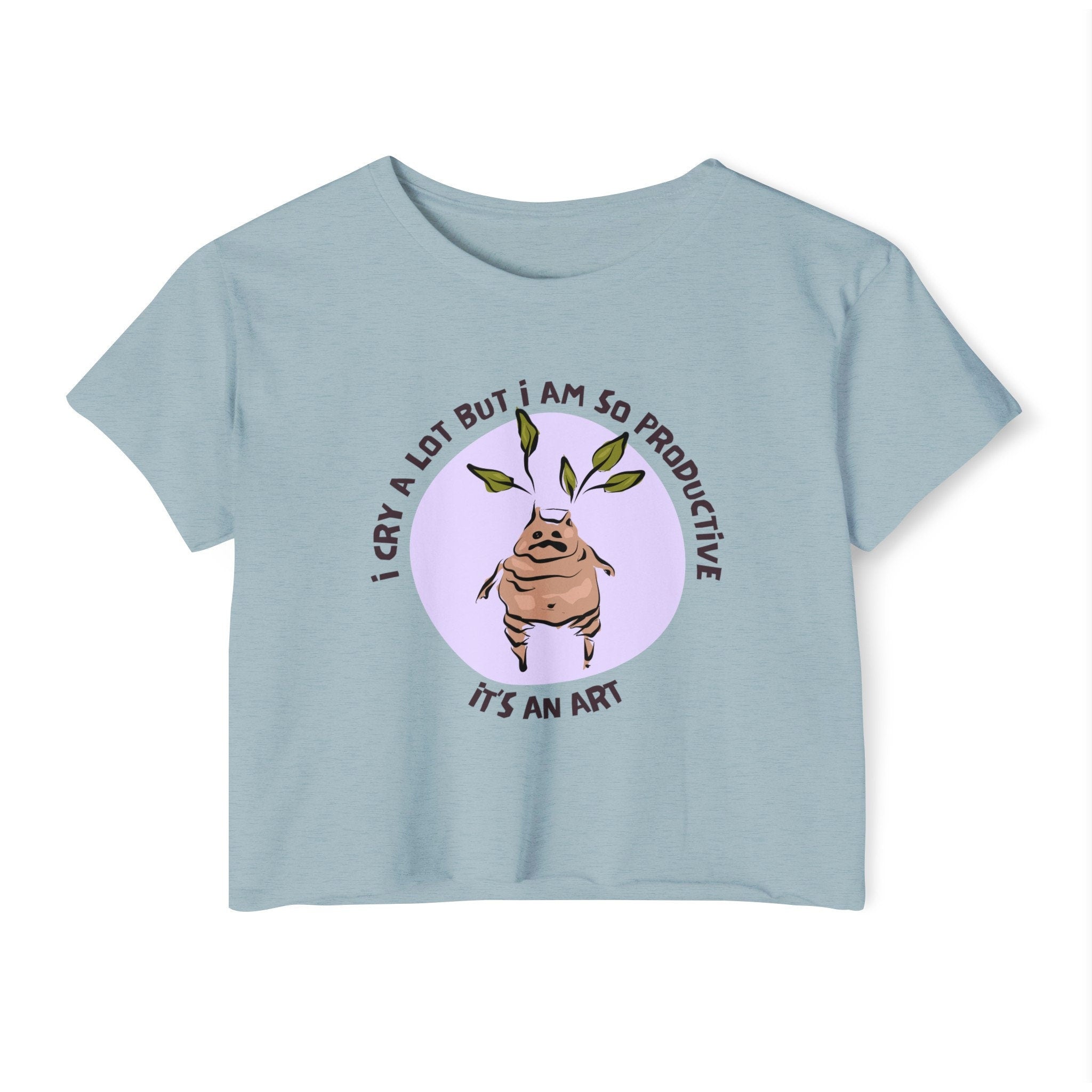 I Cry A Lot, But I Am So Productive Crop Top | Wizard-Inspired Apparel | Funny Motivational Shirt | Magical Plant-Themed Top