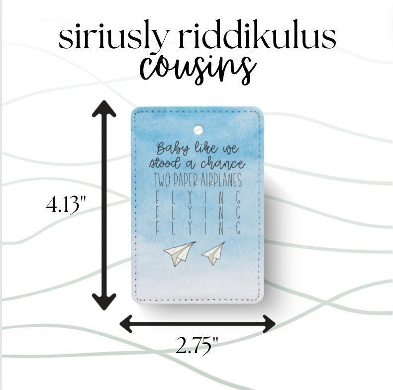 Two Paper Airplanes Flying Luggage Tag | Lyric Inspired Travel Accessory