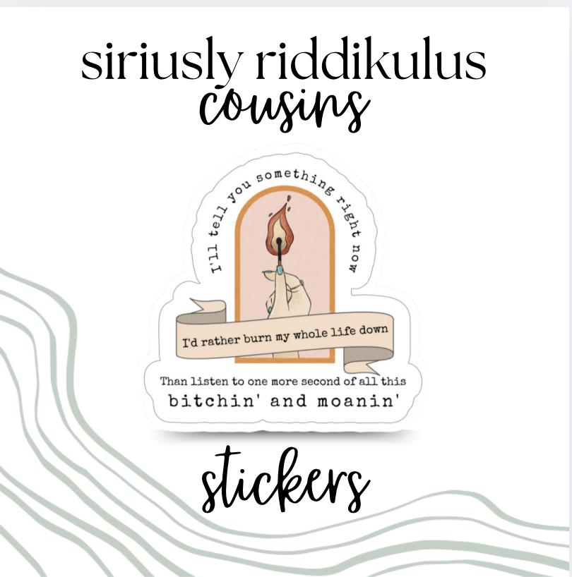 Burn My Life Down Sticker | Music Inspired Decal for Laptop or Water Bottle