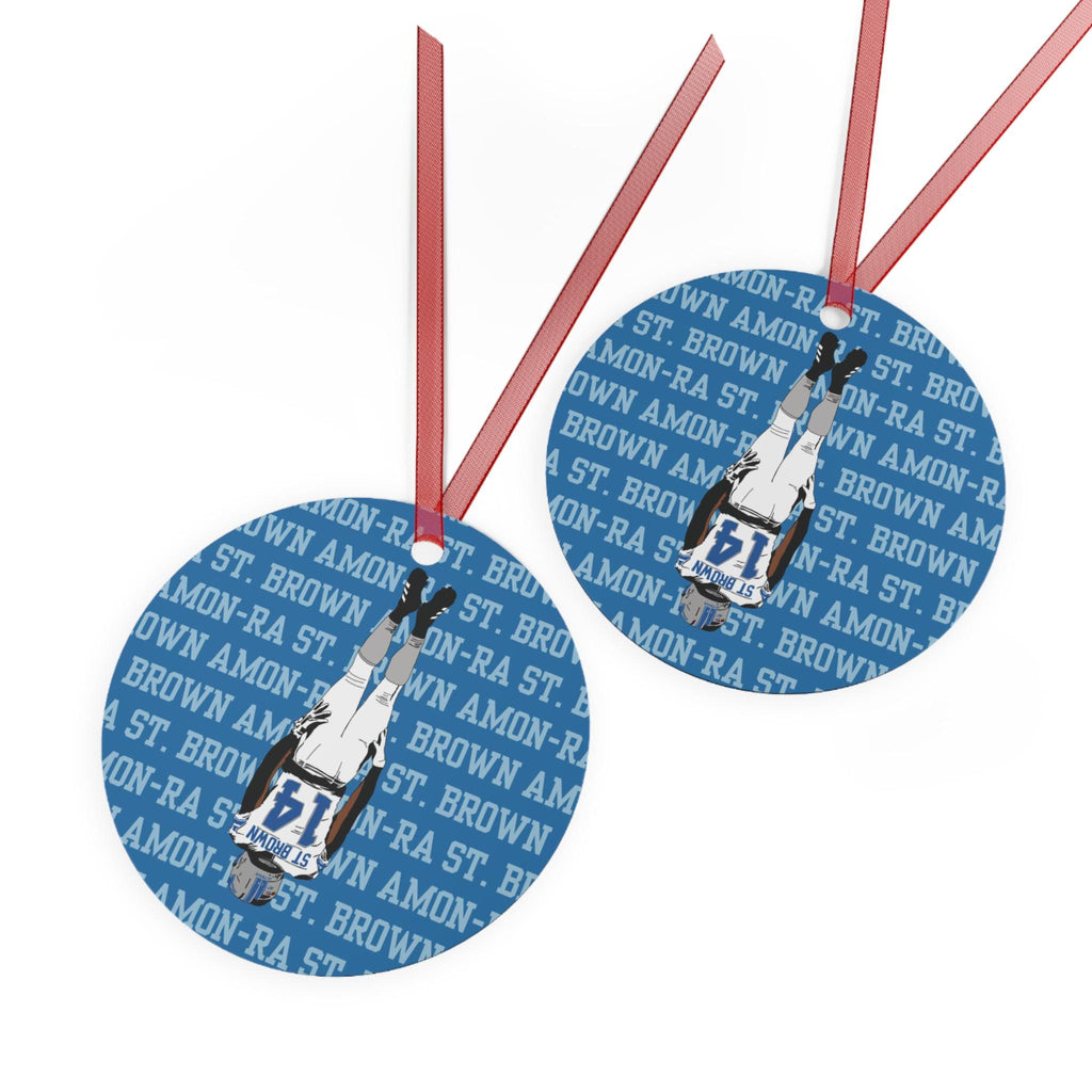 Detroit Football End Zone Headstand Celebration Metal Ornament Sports Fan Gift