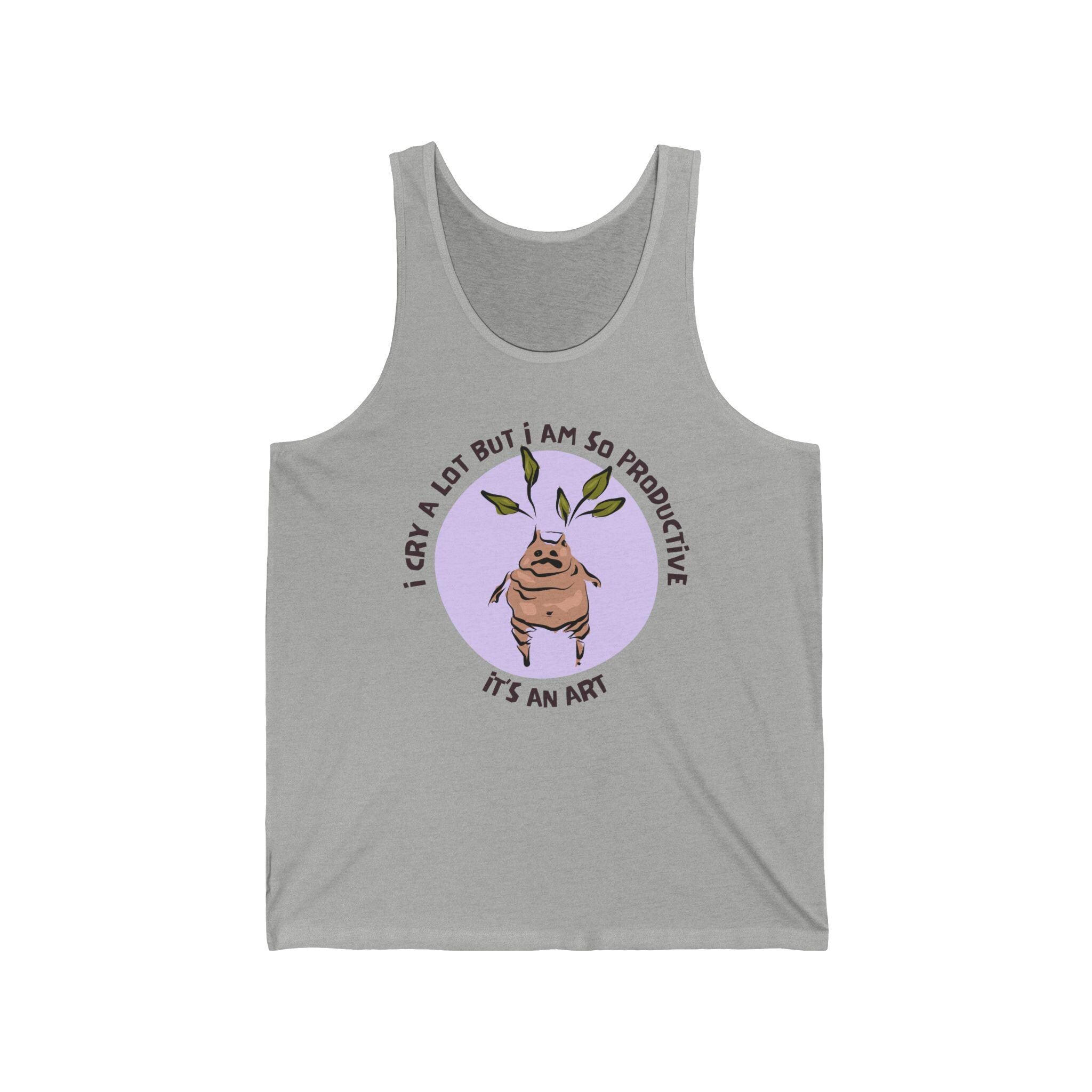 I Cry A Lot, But I Am So Productive Unisex Jersey Tank | Wizard-Inspired Apparel | Funny Motivational Shirt | Magical Plant-Themed Top