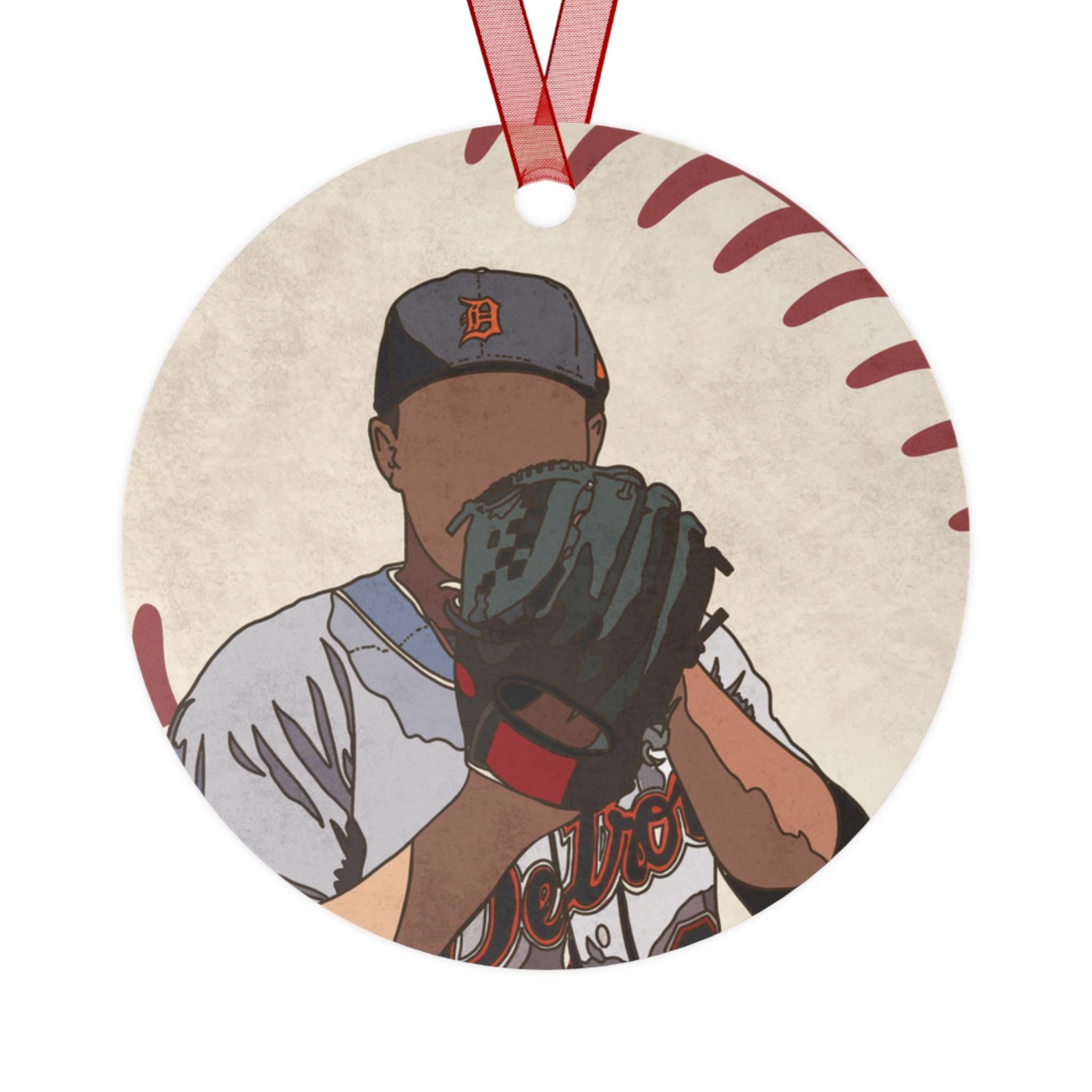 Detroit Baseball Pitching Metal Ornament Sports Fan Gift