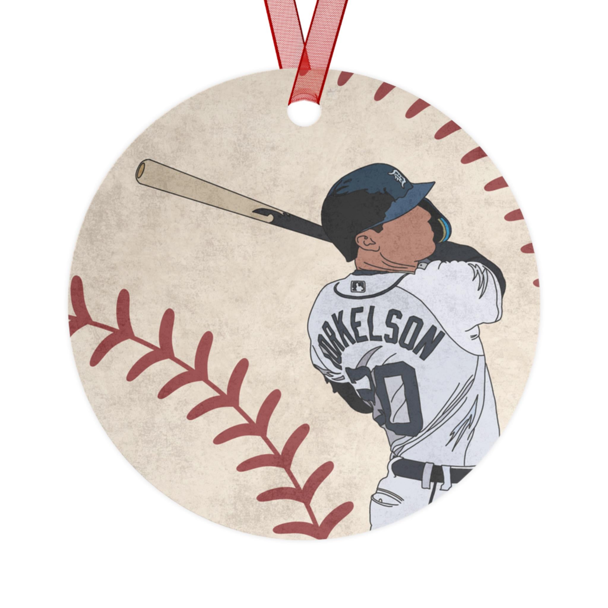 Detroit Baseball Home Run Ball Metal Ornament Sports Fan Gift