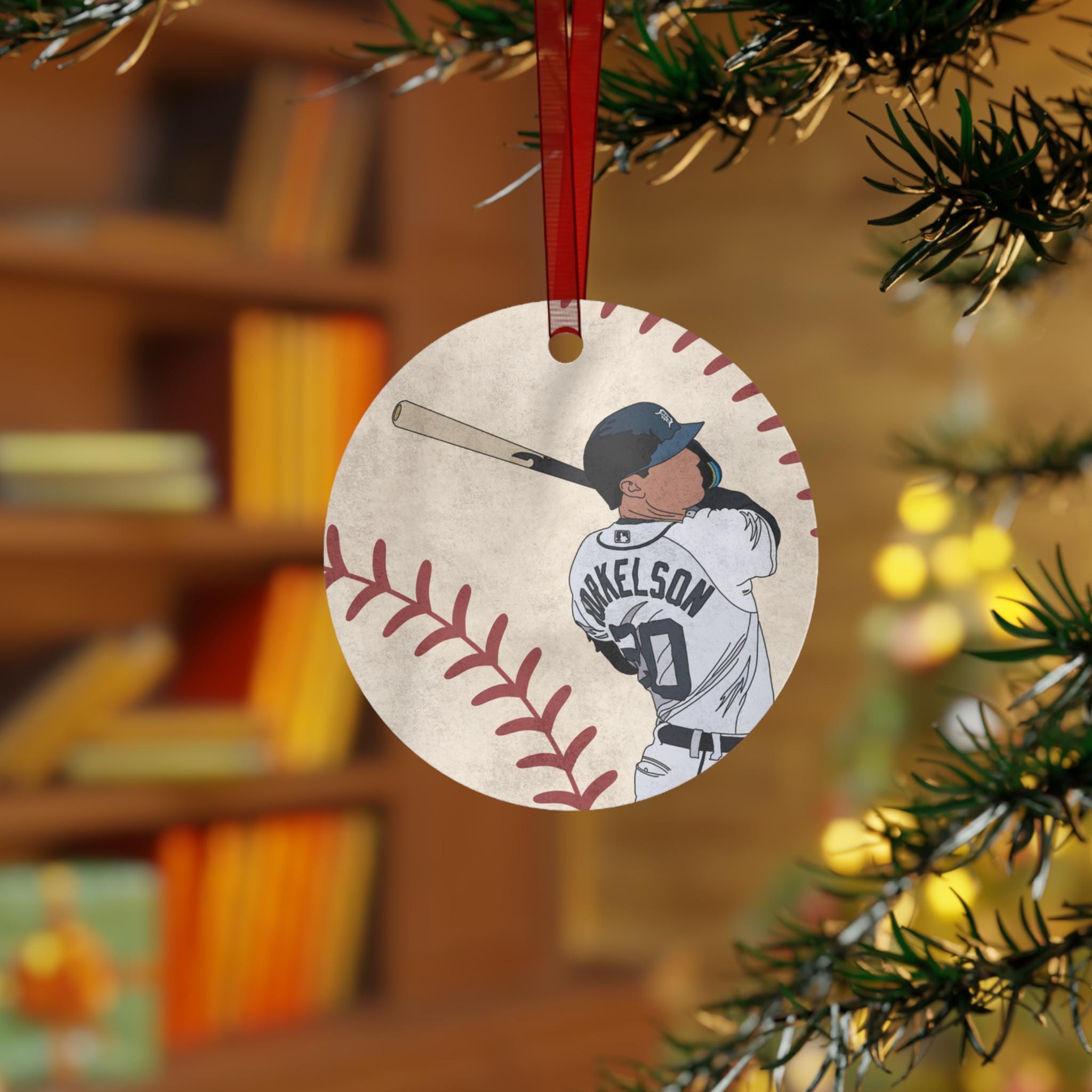 Detroit Baseball Home Run Ball Metal Ornament Sports Fan Gift