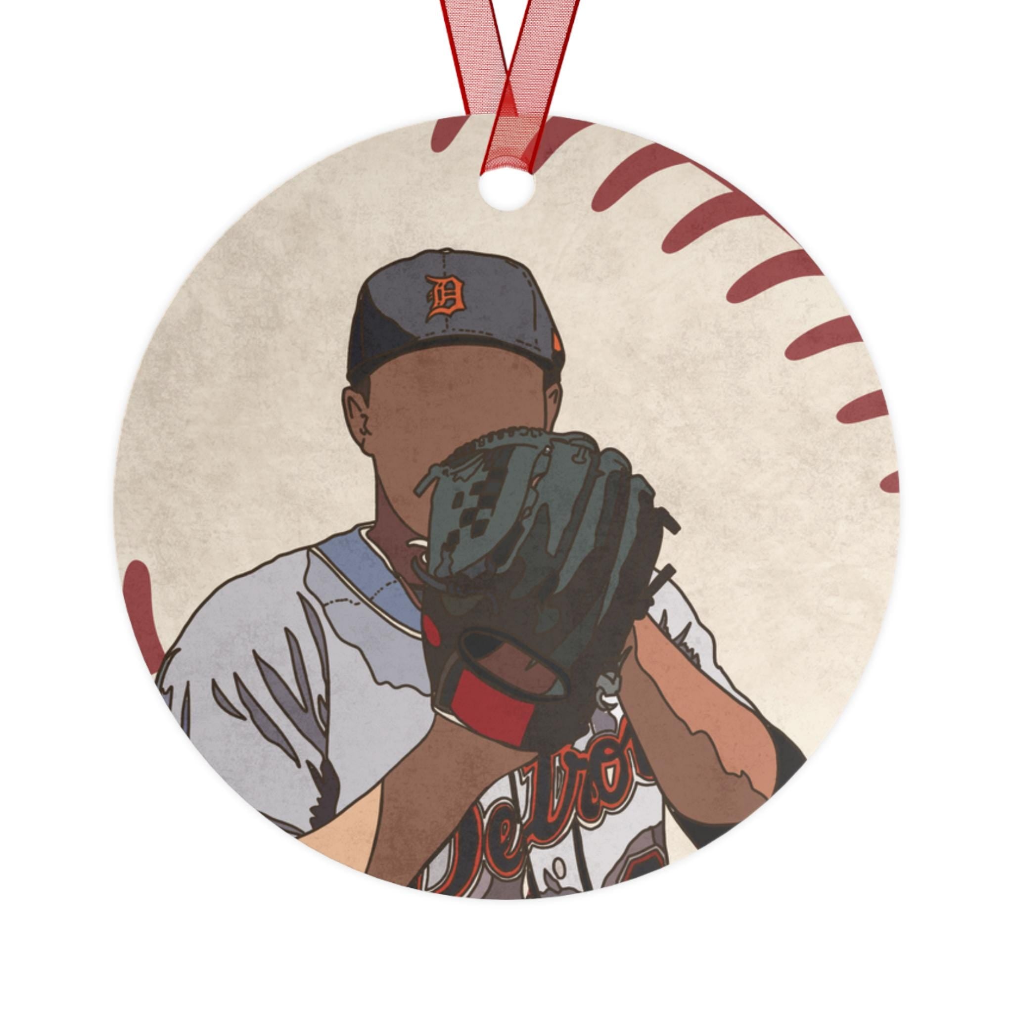 Detroit Baseball Pitching Metal Ornament Sports Fan Gift