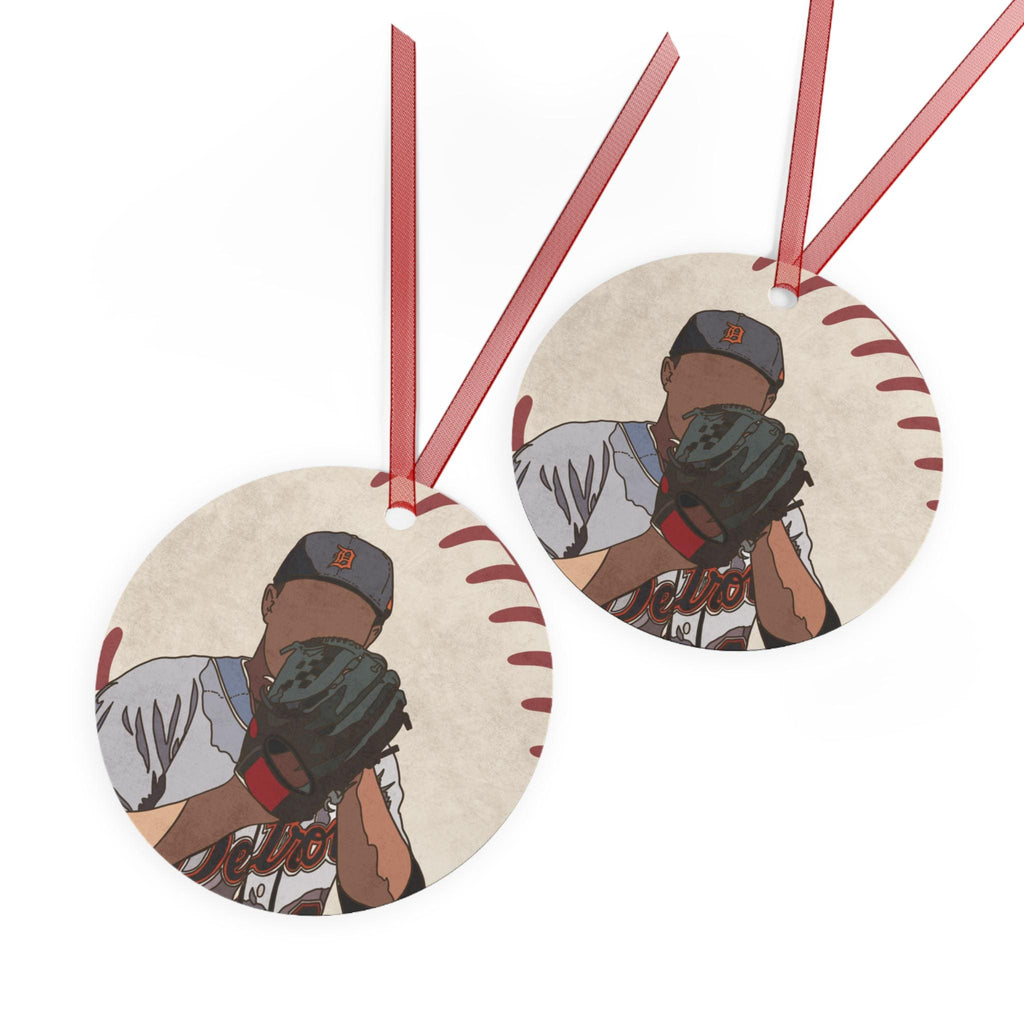Detroit Baseball Pitching Metal Ornament Sports Fan Gift