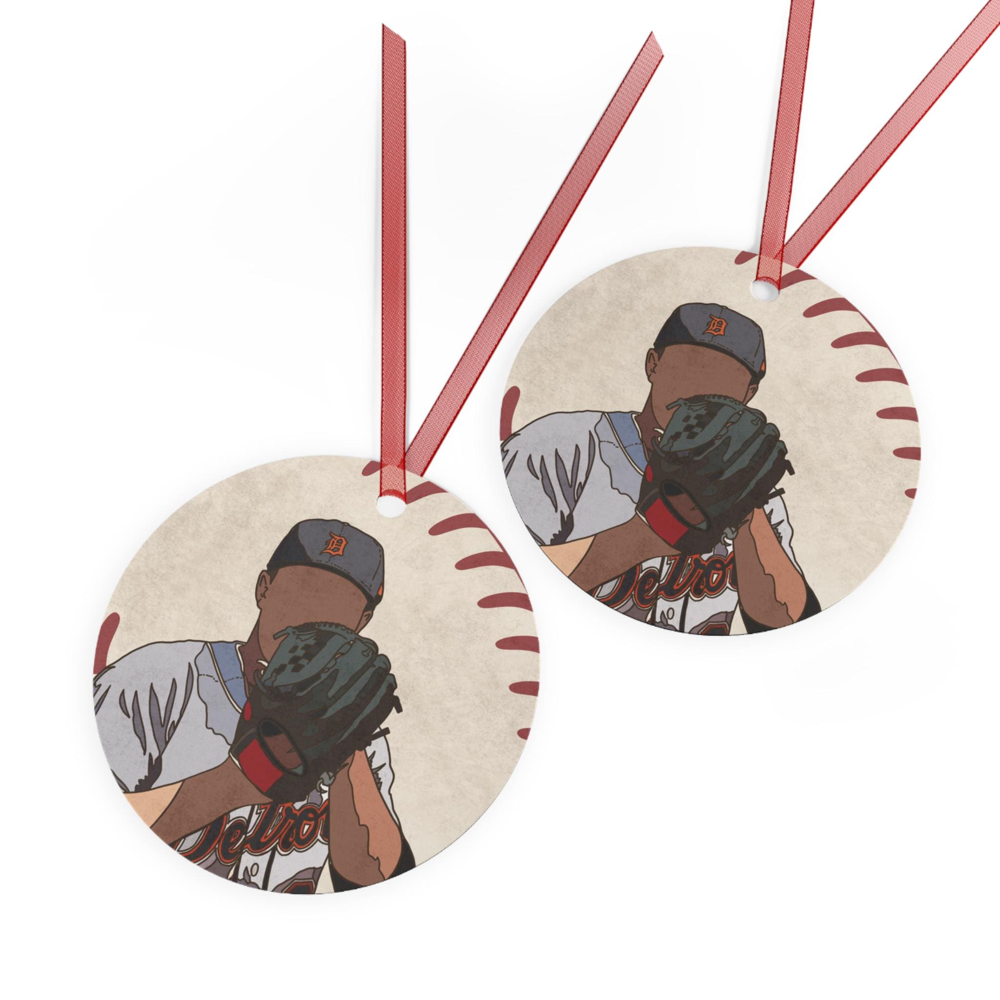 Detroit Baseball Pitching Metal Ornament Sports Fan Gift