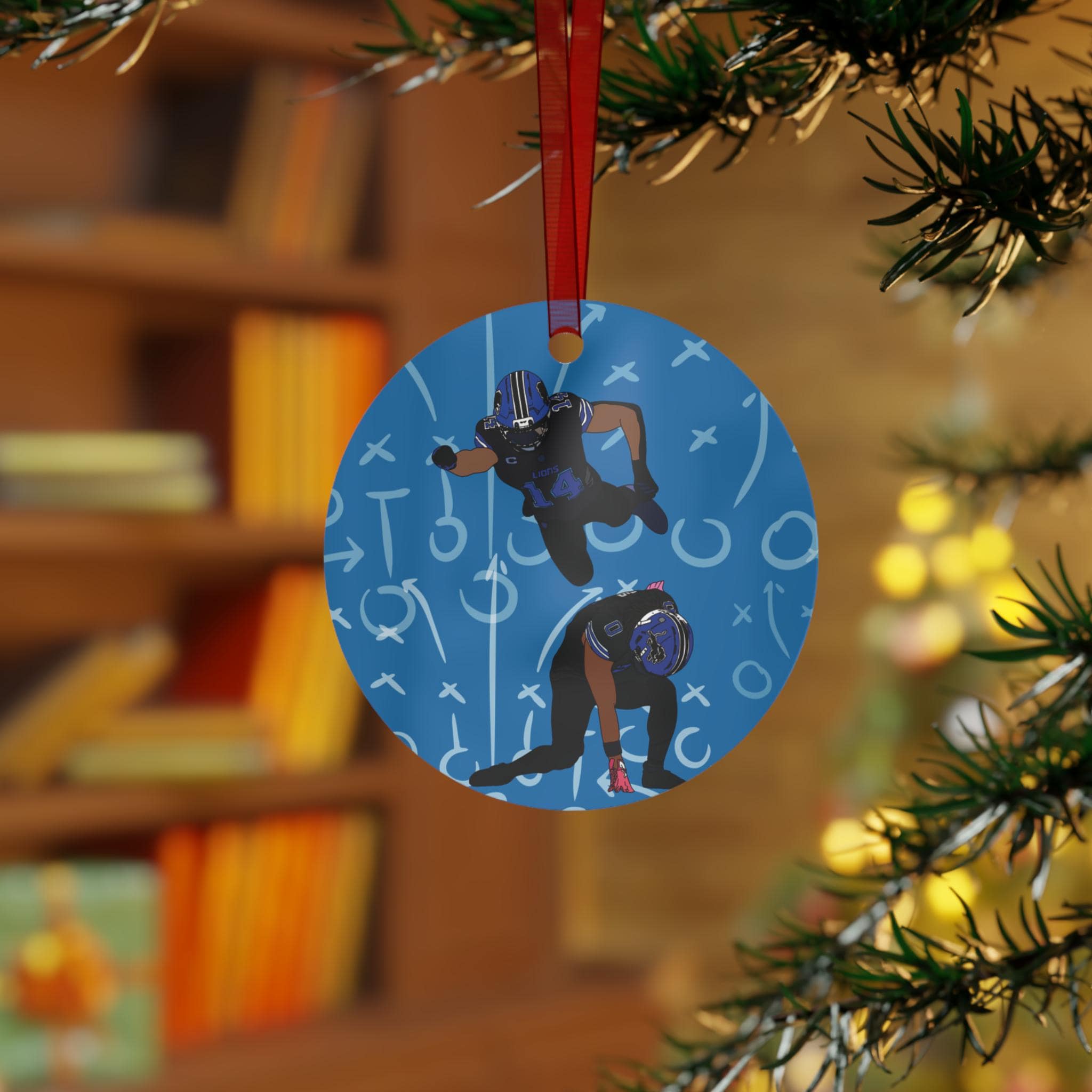 Detroit Football Touchdown Celebration Metal Ornament | Sports Fan Gift